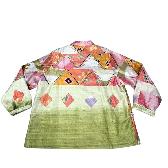 PARSLEY & SAGE Pastel Abstract Art-to-Wear Silk Sheen Blazer Jacket Size 1X - Picture 9 of 16